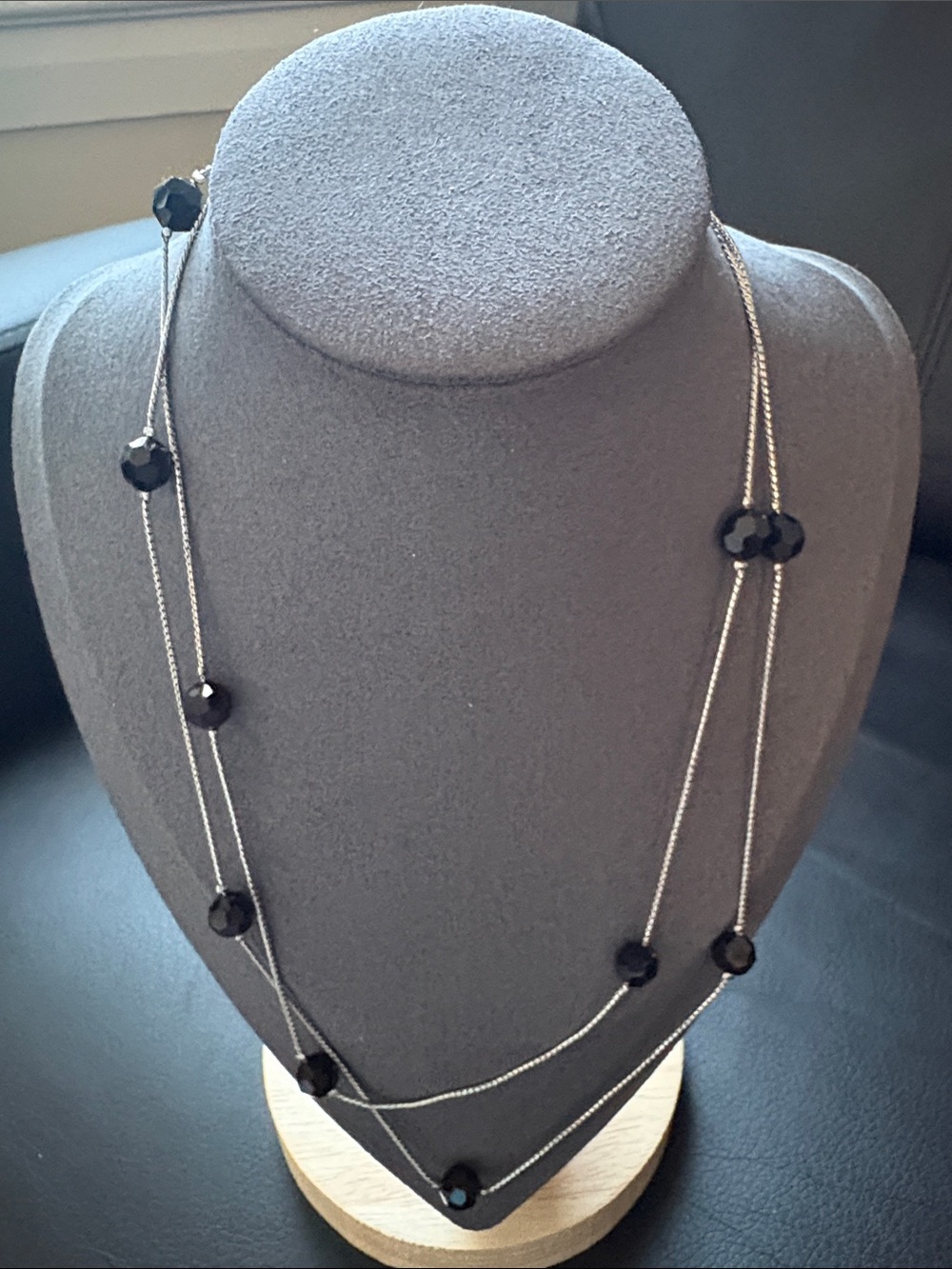 Swarovski Black Faceted Bead Multi-Strand Necklace